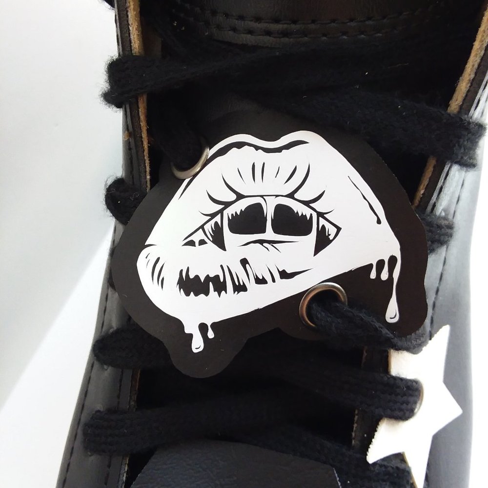 4/$20 Shoe Charms   Dripping lips shoelace patch for skates and Dr.Martens